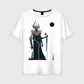 Женская футболка хлопок Oversize с принтом Alien God в Тюмени, 100% хлопок | свободный крой, круглый ворот, спущенный рукав, длина до линии бедер
 | космос | меч | пришелец | хоррор