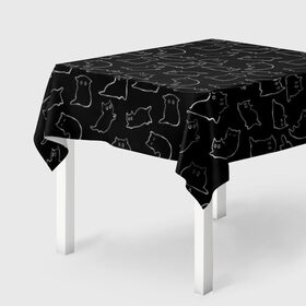 Скатерть 3D с принтом Cats в Тюмени, 100% полиэстер (ткань не мнется и не растягивается) | Размер: 150*150 см | cats. black | doodle | белое | забавно | кот | котики | кошки | милое | минимализм | черное