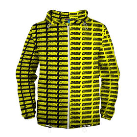 Мужская ветровка 3D с принтом DAMN в Тюмени, 100% полиэстер | подол и капюшон оформлены резинкой с фиксаторами, два кармана без застежек по бокам, один потайной карман на груди | black | damn | damn jacket | damn lettering | damn mug | damn print | damn t shirt | for cool | yellow | yellow and black | для крутых | желтый | желтый и черный | кофта damn | кружка damn | надпись damn | принт damn | футболка damn | черный