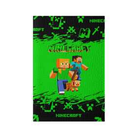 Обложка для паспорта матовая кожа с принтом Minecraft в Тюмени, натуральная матовая кожа | размер 19,3 х 13,7 см; прозрачные пластиковые крепления | Тематика изображения на принте: minecraft | алекс | белый | блоки | взрывчатка | визера | гаст | добывать | дракон | зеленая | зеленый куб | зомби | игра | кирка | крафт | крипер | кубики | лошадка | майн | майнкрафт | манкрафт | меч | оцелот