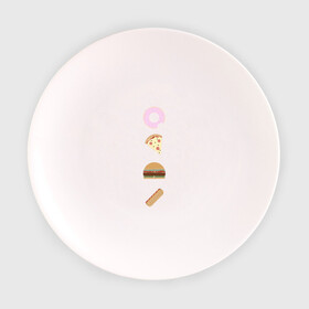 Тарелка 3D с принтом Fast Food в Тюмени, фарфор | диаметр - 210 мм
диаметр для нанесения принта - 120 мм | Тематика изображения на принте: doodle | бургер | вкусно | донат | еда | мило | нямка | пицца | сосиска | фастфуд | хотдог
