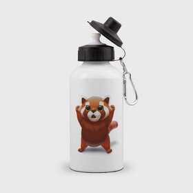 Бутылка спортивная с принтом Красная панда в Тюмени, металл | емкость — 500 мл, в комплекте две пластиковые крышки и карабин для крепления | Тематика изображения на принте: big eyes | cute | red panda | большие глаза | красная панда | милаха