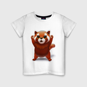 Детская футболка хлопок с принтом Красная панда в Тюмени, 100% хлопок | круглый вырез горловины, полуприлегающий силуэт, длина до линии бедер | Тематика изображения на принте: big eyes | cute | red panda | большие глаза | красная панда | милаха