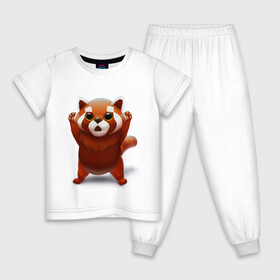 Детская пижама хлопок с принтом Красная панда в Тюмени, 100% хлопок |  брюки и футболка прямого кроя, без карманов, на брюках мягкая резинка на поясе и по низу штанин
 | Тематика изображения на принте: big eyes | cute | red panda | большие глаза | красная панда | милаха