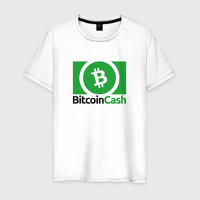 Мужская футболка хлопок с принтом BITCOIN CASH в Тюмени, 100% хлопок | прямой крой, круглый вырез горловины, длина до линии бедер, слегка спущенное плечо. | bitcoin | btc | биткоин | валюта | деньги | криптовалюта