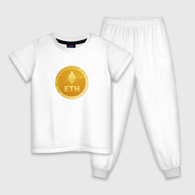 Детская пижама хлопок с принтом ЭФИРИУМ ETH в Тюмени, 100% хлопок |  брюки и футболка прямого кроя, без карманов, на брюках мягкая резинка на поясе и по низу штанин
 | bitcoin | btc | биткоин | валюта | деньги | криптовалюта