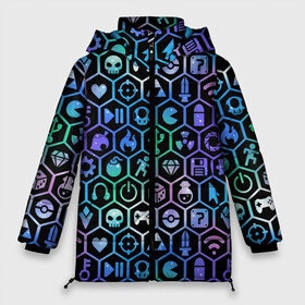 Женская зимняя куртка 3D с принтом Компьютерные игровые символы в Тюмени, верх — 100% полиэстер; подкладка — 100% полиэстер; утеплитель — 100% полиэстер | длина ниже бедра, силуэт Оверсайз. Есть воротник-стойка, отстегивающийся капюшон и ветрозащитная планка. 

Боковые карманы с листочкой на кнопках и внутренний карман на молнии | высказывание | граффити | детские | игровые | игры | идея | компьютерные | манера | мемы | разные | рисунок | символ | символы