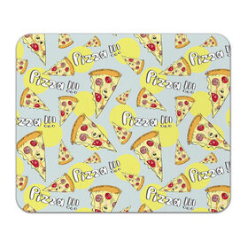 Коврик для мышки прямоугольный с принтом Узор Куски пиццы в Тюмени, натуральный каучук | размер 230 х 185 мм; запечатка лицевой стороны | еда | желтый | кусок | паттерн | пеперони | пицца | узор | фастфуд