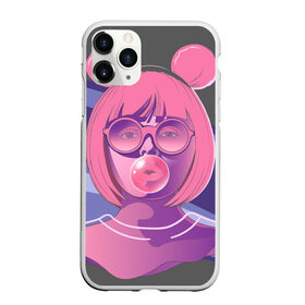 Чехол для iPhone 11 Pro Max матовый с принтом Bubble Gum в Тюмени, Силикон |  | bubble gum | pop art | popart | девушка | девушка в очках | жевательная резинка | очки | поп арт | пузырь | ретро | розовые волосы | розовый принт | ушки