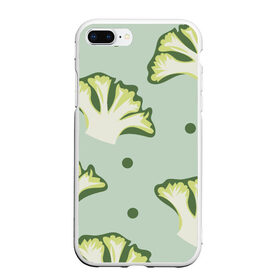 Чехол для iPhone 7Plus/8 Plus матовый с принтом Брокколи - зеленый узор в Тюмени, Силикон | Область печати: задняя сторона чехла, без боковых панелей | брокколи | здоровое питание | зеленый | зож | паттерн | растения | узор | фитнес