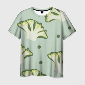 Мужская футболка 3D с принтом Брокколи - зеленый узор в Тюмени, 100% полиэфир | прямой крой, круглый вырез горловины, длина до линии бедер | Тематика изображения на принте: брокколи | здоровое питание | зеленый | зож | паттерн | растения | узор | фитнес