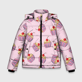 Зимняя куртка для мальчиков 3D с принтом Капкейки на розовом в Тюмени, ткань верха — 100% полиэстер; подклад — 100% полиэстер, утеплитель — 100% полиэстер | длина ниже бедра, удлиненная спинка, воротник стойка и отстегивающийся капюшон. Есть боковые карманы с листочкой на кнопках, утяжки по низу изделия и внутренний карман на молнии. 

Предусмотрены светоотражающий принт на спинке, радужный светоотражающий элемент на пуллере молнии и на резинке для утяжки | вишенка | еда | капкейки | пирожное | розовый | сладкое | сладости