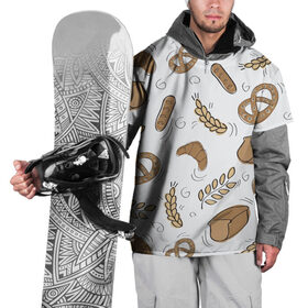 Накидка на куртку 3D с принтом Узор Пекарня в Тюмени, 100% полиэстер |  | Тематика изображения на принте: булки | коричневый | крендель | пекарня | повар | узор | хлеб