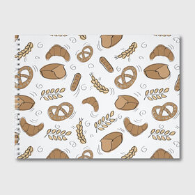 Альбом для рисования с принтом Узор Пекарня в Тюмени, 100% бумага
 | матовая бумага, плотность 200 мг. | Тематика изображения на принте: булки | коричневый | крендель | пекарня | повар | узор | хлеб