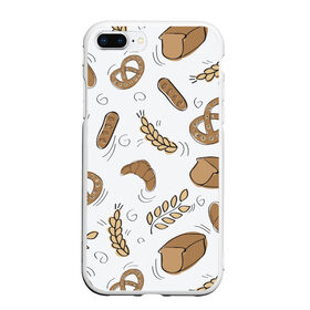 Чехол для iPhone 7Plus/8 Plus матовый с принтом Узор Пекарня в Тюмени, Силикон | Область печати: задняя сторона чехла, без боковых панелей | булки | коричневый | крендель | пекарня | повар | узор | хлеб