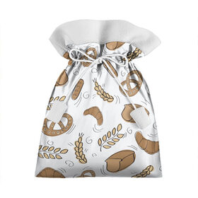 Подарочный 3D мешок с принтом Узор Пекарня в Тюмени, 100% полиэстер | Размер: 29*39 см | булки | коричневый | крендель | пекарня | повар | узор | хлеб
