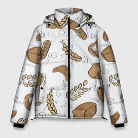 Мужская зимняя куртка 3D с принтом Узор Пекарня в Тюмени, верх — 100% полиэстер; подкладка — 100% полиэстер; утеплитель — 100% полиэстер | длина ниже бедра, свободный силуэт Оверсайз. Есть воротник-стойка, отстегивающийся капюшон и ветрозащитная планка. 

Боковые карманы с листочкой на кнопках и внутренний карман на молнии. | Тематика изображения на принте: булки | коричневый | крендель | пекарня | повар | узор | хлеб