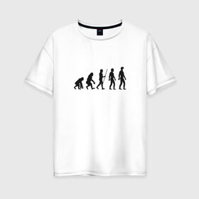 Женская футболка хлопок Oversize с принтом Эволюция Коронавирус - Черный в Тюмени, 100% хлопок | свободный крой, круглый ворот, спущенный рукав, длина до линии бедер
 | белый | вирус | изоляция | ковид | коронавирус | маска | эволюция