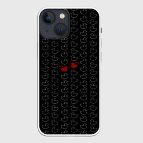 Чехол для iPhone 13 mini с принтом уточки в Тюмени,  |  | black | doodle | white | белое | забавно | минимализм | птицы | текст | утки | черное