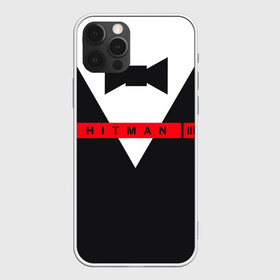 Чехол для iPhone 12 Pro Max с принтом Hitman III в Тюмени, Силикон |  | hitman | hitman 3 | hitman iii | бабочка | костюм | красный | надпись | хитман | хитман 3