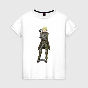 Женская футболка хлопок с принтом Наемница в Тюмени, 100% хлопок | прямой крой, круглый вырез горловины, длина до линии бедер, слегка спущенное плечо | блондинка | воин | доспехи | наемница | язвительность