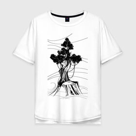 Мужская футболка хлопок Oversize с принтом Дуб в Тюмени, 100% хлопок | свободный крой, круглый ворот, “спинка” длиннее передней части | дерево | дуб | остров | цепи