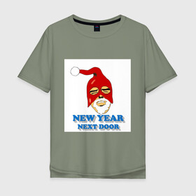 Мужская футболка хлопок Oversize с принтом Gachimuchi New Year в Тюмени, 100% хлопок | свободный крой, круглый ворот, “спинка” длиннее передней части | art | gachi | new year | van | ван | гачи | мем