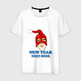 Мужская футболка хлопок с принтом Gachimuchi New Year в Тюмени, 100% хлопок | прямой крой, круглый вырез горловины, длина до линии бедер, слегка спущенное плечо. | art | gachi | new year | van | ван | гачи | мем