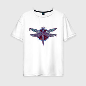 Женская футболка хлопок Oversize с принтом Стрекоза в Тюмени, 100% хлопок | свободный крой, круглый ворот, спущенный рукав, длина до линии бедер
 | dragonfly | круг | крылья | стрекоза