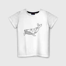 Детская футболка хлопок с принтом Графический кит в Тюмени, 100% хлопок | круглый вырез горловины, полуприлегающий силуэт, длина до линии бедер | графика | кит | линии | морской | рисунок | узор