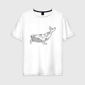 Женская футболка хлопок Oversize с принтом Графический кит в Тюмени, 100% хлопок | свободный крой, круглый ворот, спущенный рукав, длина до линии бедер
 | графика | кит | линии | морской | рисунок | узор