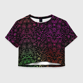 Женская футболка Crop-top 3D с принтом Новогодняя абстракция в Тюмени, 100% полиэстер | круглая горловина, длина футболки до линии талии, рукава с отворотами | 2021 | абстракция | новогодняя абстракция | новый год | салют | текстура | фейверк