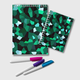Блокнот с принтом Имеральд в Тюмени, 100% бумага | 48 листов, плотность листов — 60 г/м2, плотность картонной обложки — 250 г/м2. Листы скреплены удобной пружинной спиралью. Цвет линий — светло-серый
 | Тематика изображения на принте: camouflage | casual style | geometry | green | hexagon | polygonal | stripes | texture | гексагон | геометрические | геометрия | городской | изумруд | камуфляж | кристаллы | милитари | мозаика | объемный | повседневный | полигон