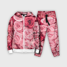 Детский костюм 3D с принтом Розовые Розы в Тюмени,  |  | pink | rose | день святого валентина | красивый | любовь | прекрасный | роза | цветок | цветы