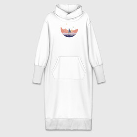 Платье удлиненное хлопок с принтом Яхта в океане в Тюмени,  |  | лодка | море | океан | путешествия | яхта | яхтинг