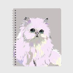 Тетрадь с принтом Пушистый милый кот с грустным взглядом в Тюмени, 100% бумага | 48 листов, плотность листов — 60 г/м2, плотность картонной обложки — 250 г/м2. Листы скреплены сбоку удобной пружинной спиралью. Уголки страниц и обложки скругленные. Цвет линий — светло-серый
 | забавно | котята | няшно | цитата