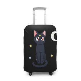 Чехол для чемодана 3D с принтом Луна в Тюмени, 86% полиэфир, 14% спандекс | двустороннее нанесение принта, прорези для ручек и колес | sailor moon. кот луна | кот | кошка | луна | сейлор мун | сейлормун