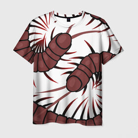 Мужская футболка 3D с принтом Гигантские сколопендры в Тюмени, 100% полиэфир | прямой крой, круглый вырез горловины, длина до линии бедер | centipede | insect | scolopendra | многоножка | насекомое | сороконожка
