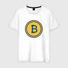 Мужская футболка хлопок с принтом BITCOIN в Тюмени, 100% хлопок | прямой крой, круглый вырез горловины, длина до линии бедер, слегка спущенное плечо. | bitcoin | btc | биткоин | валюта | деньги | криптовалюта