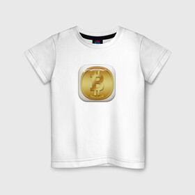 Детская футболка хлопок с принтом BITCOIN в Тюмени, 100% хлопок | круглый вырез горловины, полуприлегающий силуэт, длина до линии бедер | Тематика изображения на принте: bitcoin | btc | биткоин | валюта | деньги | криптовалюта