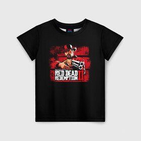 Детская футболка 3D с принтом red dead redemption 2 в Тюмени, 100% гипоаллергенный полиэфир | прямой крой, круглый вырез горловины, длина до линии бедер, чуть спущенное плечо, ткань немного тянется | action | red dead redemption 2 | rockstar games | вестерн | игра | ковбой | ружье | стрелялка | экшен
