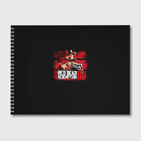 Альбом для рисования с принтом red dead redemption 2 в Тюмени, 100% бумага
 | матовая бумага, плотность 200 мг. | action | red dead redemption 2 | rockstar games | вестерн | игра | ковбой | ружье | стрелялка | экшен