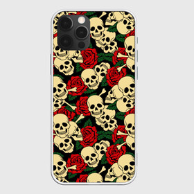 Чехол для iPhone 12 Pro Max с принтом Черепки с Розами в Тюмени, Силикон |  | skulls | xo | букет | градиент | животные | кости | мозги | паттерн | полосы | природа | розы | скелет | текстура | узор | хо | цветы | черепа | черный | яркий