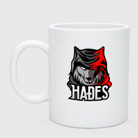 Кружка с принтом HADES ESPORT в Тюмени, керамика | объем — 330 мл, диаметр — 80 мм. Принт наносится на бока кружки, можно сделать два разных изображения | team | аид | амброзия | аспекты | билд | боги | волк | дары | киберспорт | кровь | оружие | персонаж | танатос | титан