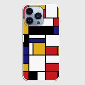 Чехол для iPhone 13 Pro с принтом Color blocking в Тюмени,  |  | Тематика изображения на принте: geometry | retro | retro style | stripes | urban | vintage | абстракция | винтаж | геометрические | геометрия | городской | девяностые | искусство | клетка | колор блок | линии | мондриан | полосатый | полоска | полосы