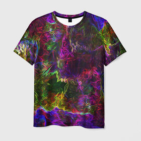 Мужская футболка 3D с принтом Энергия в красках в Тюмени, 100% полиэфир | прямой крой, круглый вырез горловины, длина до линии бедер | abstract | color | energy | gradient | neon | pattern | space | texture | абстрактный | абстракция | волны | всплеск | градиент | дым | искусство | космические | краски | красочный | неон | неоновый | сияние | текстура | туман