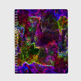 Тетрадь с принтом Энергия в красках в Тюмени, 100% бумага | 48 листов, плотность листов — 60 г/м2, плотность картонной обложки — 250 г/м2. Листы скреплены сбоку удобной пружинной спиралью. Уголки страниц и обложки скругленные. Цвет линий — светло-серый
 | abstract | color | energy | gradient | neon | pattern | space | texture | абстрактный | абстракция | волны | всплеск | градиент | дым | искусство | космические | краски | красочный | неон | неоновый | сияние | текстура | туман