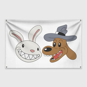 Флаг-баннер с принтом сэм и макс в Тюмени, 100% полиэстер | размер 67 х 109 см, плотность ткани — 95 г/м2; по краям флага есть четыре люверса для крепления | doodle | freelance police | max | sam | игра | кролик | макс | мультфильм | парные | пес | сэм