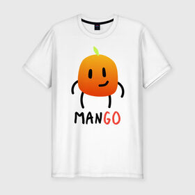 Мужская футболка хлопок Slim с принтом МанГо в Тюмени, 92% хлопок, 8% лайкра | приталенный силуэт, круглый вырез ворота, длина до линии бедра, короткий рукав | маскот | персонаж | тропика | улыбка | фрукт