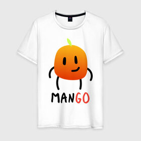 Мужская футболка хлопок с принтом МанГо в Тюмени, 100% хлопок | прямой крой, круглый вырез горловины, длина до линии бедер, слегка спущенное плечо. | маскот | персонаж | тропика | улыбка | фрукт
